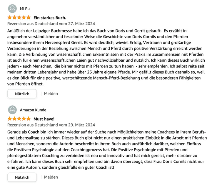 Amazon-Rezensionen zum Buch "Stärken stärken mit Pferdestärken" von Doris Cornils